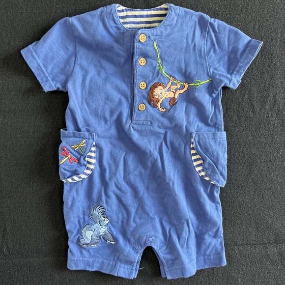 Vintage Disney Store Tarzan Embroidered Romper- Size 6 Months - Picture 1 of 10